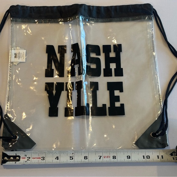 NASHVILLE Clear and Black Drawstring Bag NWT - Picture 6 of 10